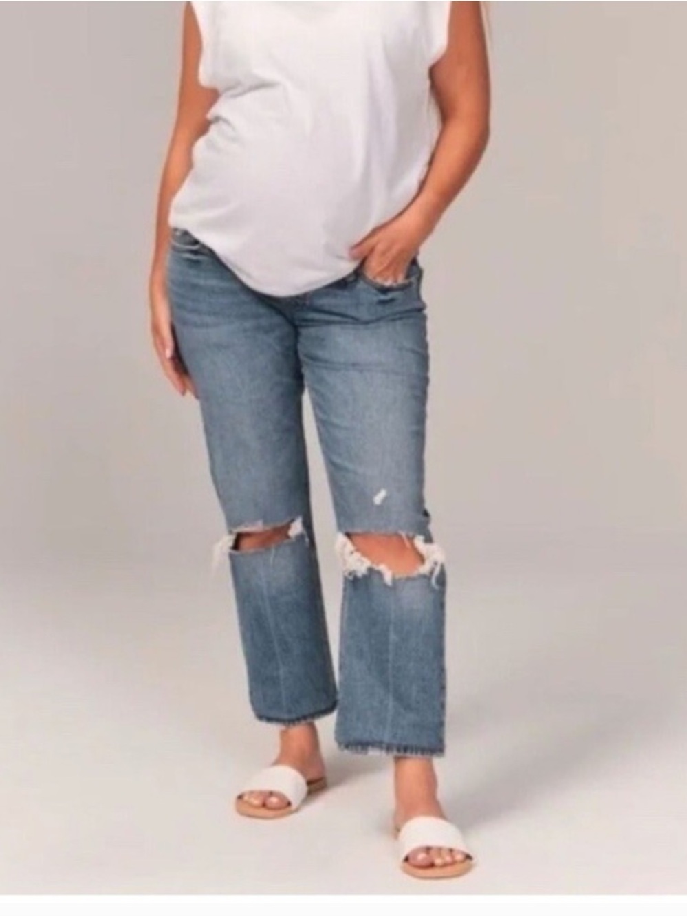 Abercrombie & Fitch Navy Blue Maternity Jeans with Black Panel